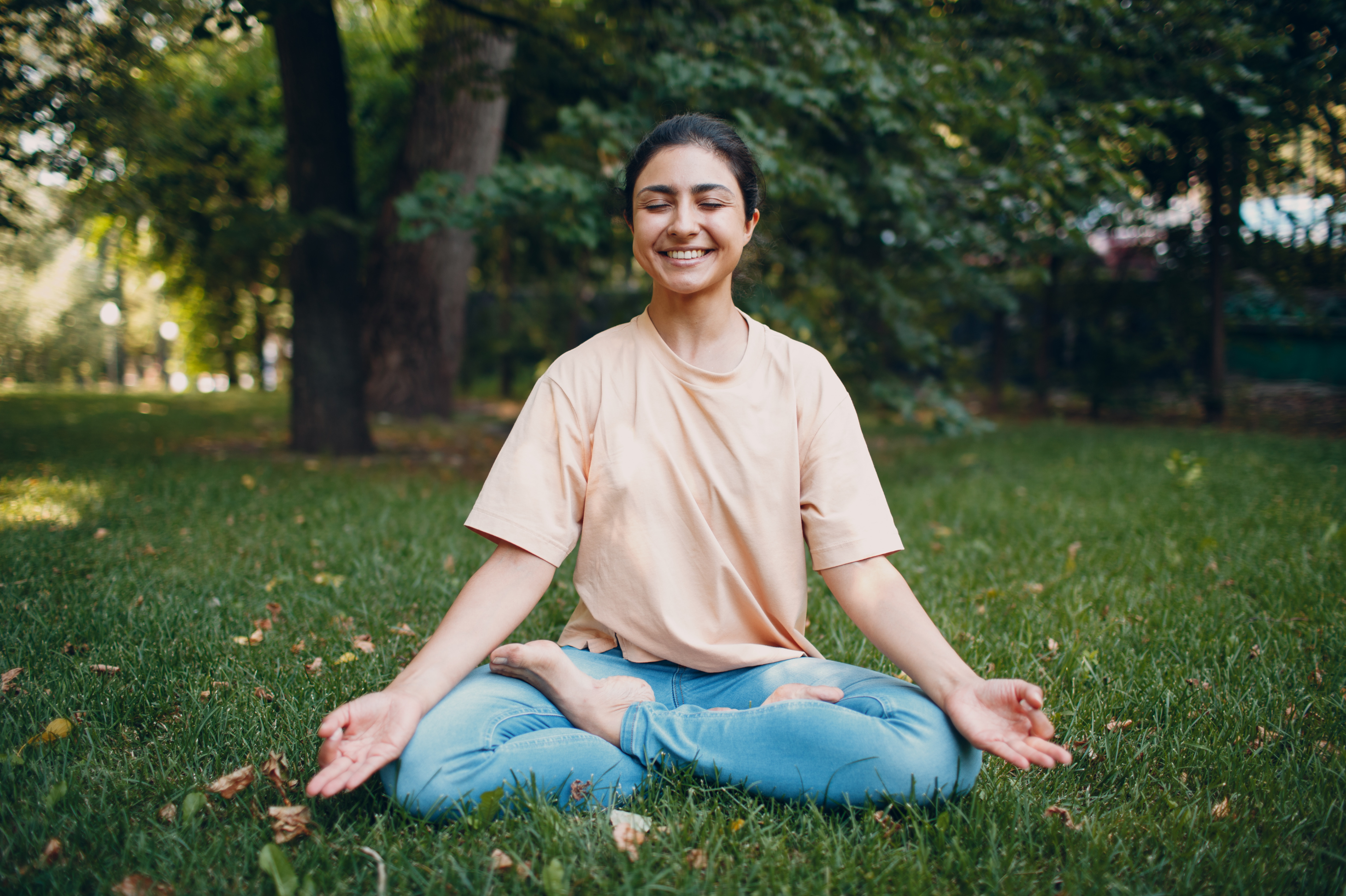 Woman practicing morning yoga at home for better health