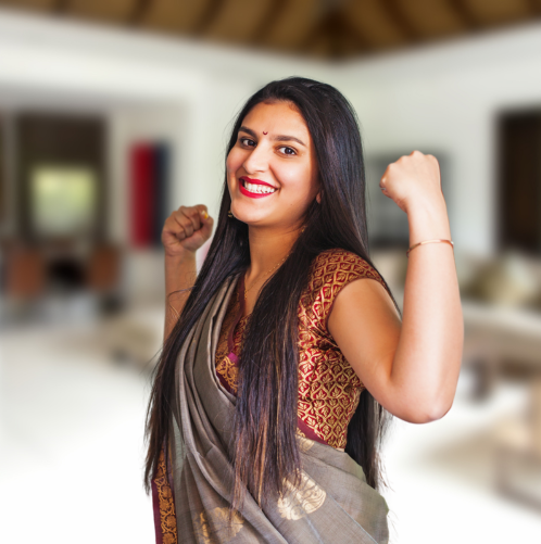 Confident woman working from home as wellness coach