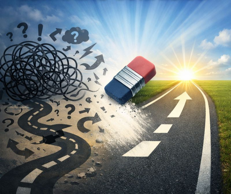 Clarity moment with bright lightbulb