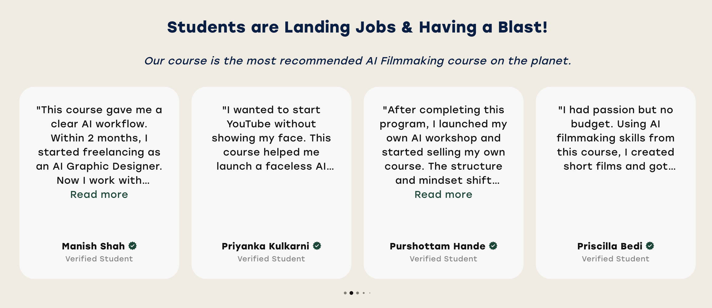 Student review screenshot